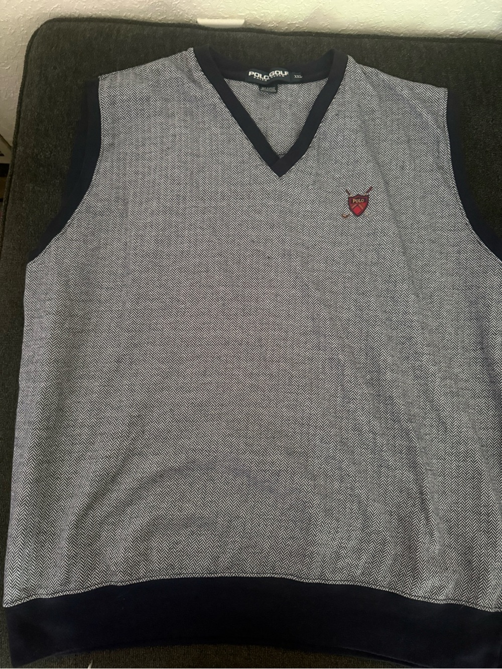 Polo Golf Men’s Navy Gray V-Neck Sweater Vest